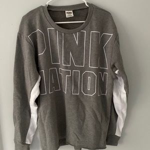 Womens Medium NWOT Victorias Secret Pink Grey Crewneck Sweatshirt